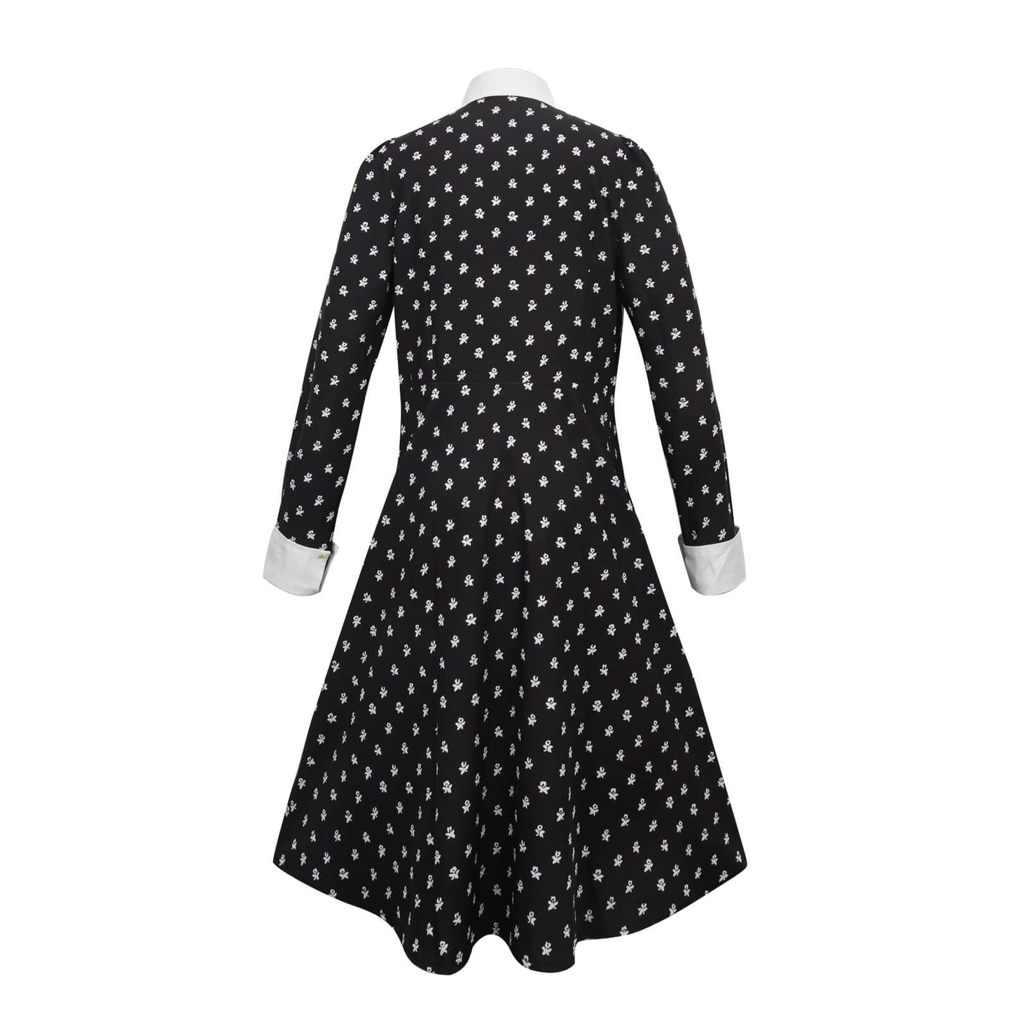 Girls Wednesday Addams Costume White Peter Pan Collar Wednesday Dress and Wig