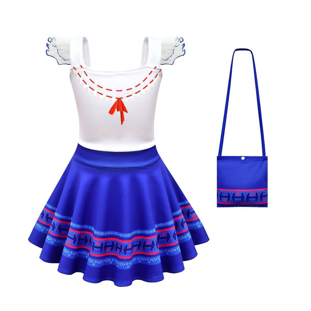Kids Off-shoulder Luisa Dress Girls Madrigal Costume with Bag for Age 2+