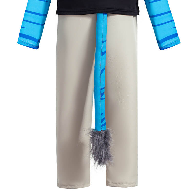 Kids Jake Sully Costume Halloween Cosplay Outfit Top Pants Tail and Shirt 4pcs Suit