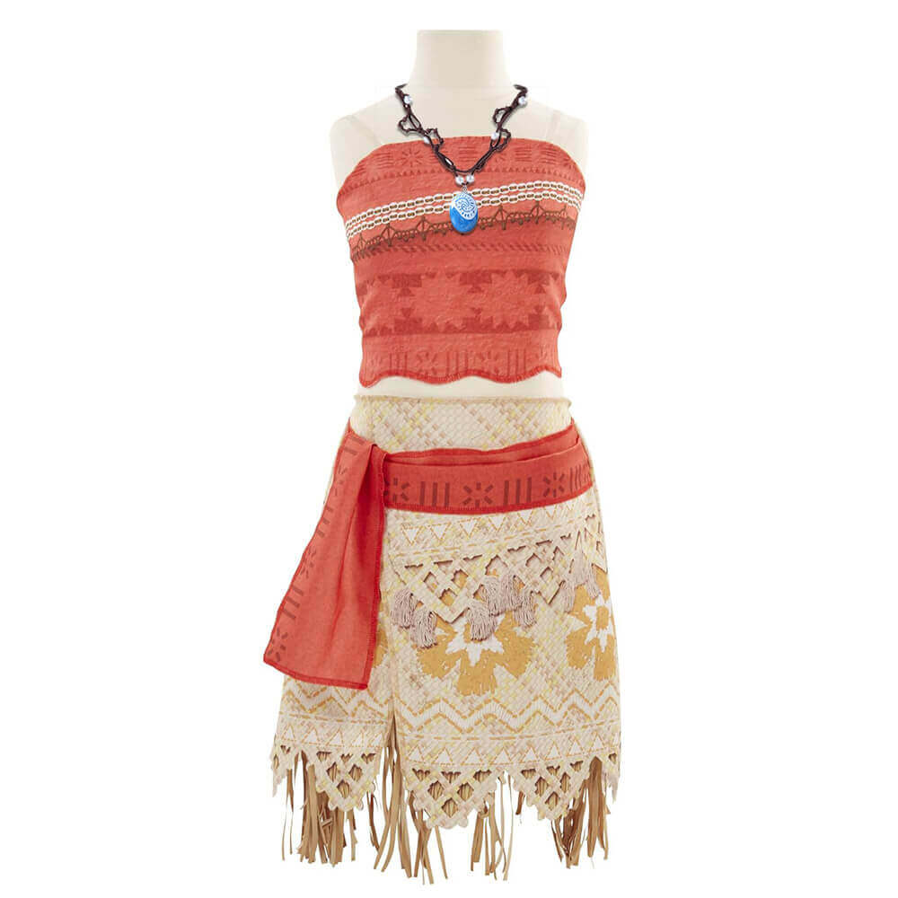 Moanna Costume Adult and Kids Polynesian Princess Cosplay Dress with Necklace