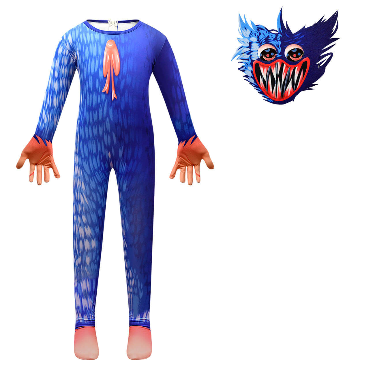 Kids Poppy Playtime Costume Huggy Wuggy Cosplay Jumpsuit with Mask Halloween Costume