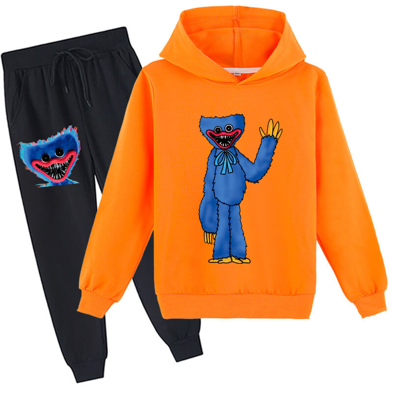 Kids Poppy Playtime Hoodie Pants 2Pcs Set Comfortable Huggy Wuggy Costume for Boys and Grils