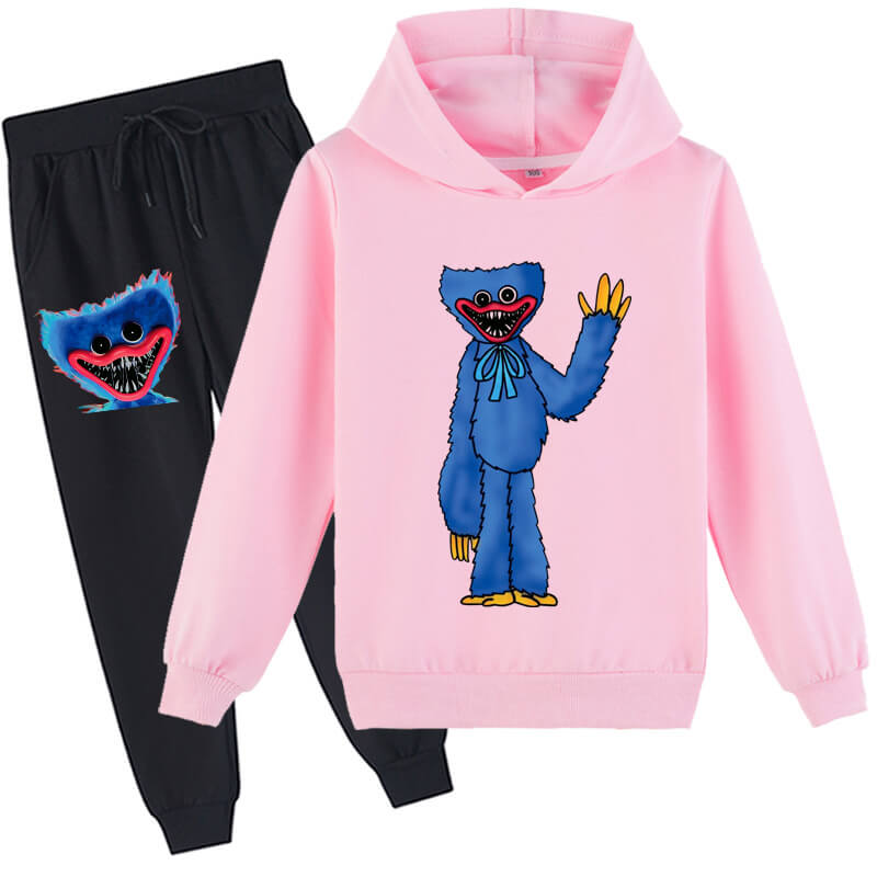 Kids Poppy Playtime Hoodie Pants 2Pcs Set Comfortable Huggy Wuggy Costume for Boys and Grils