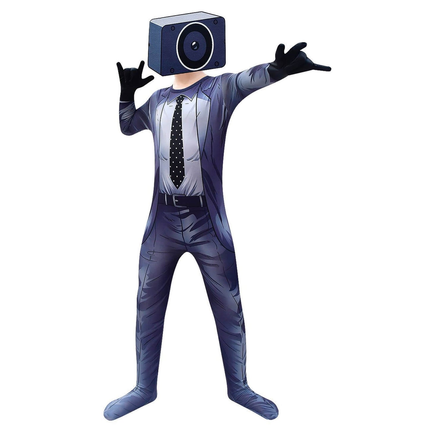 Skibidi Toilet Costume Cameraman Jumpsuit and Mask 2pcs Suit Kids Cosplay Outfit for Halloween