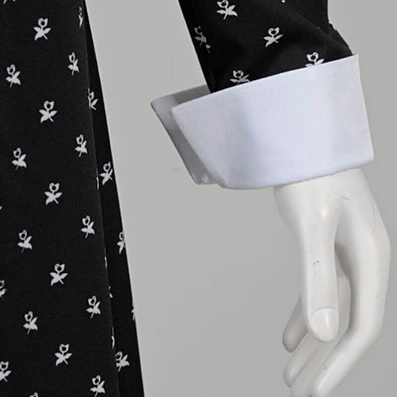 Girls Wednesday Addams Costume White Peter Pan Collar Wednesday Dress and Wig