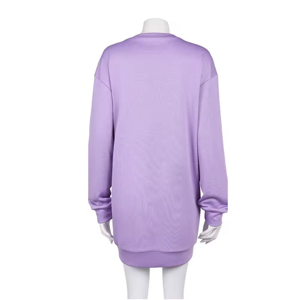 Mira Purple Bear Sweatshirt Dress KPop Mira Purple Long Sleeve Casual Loungewear