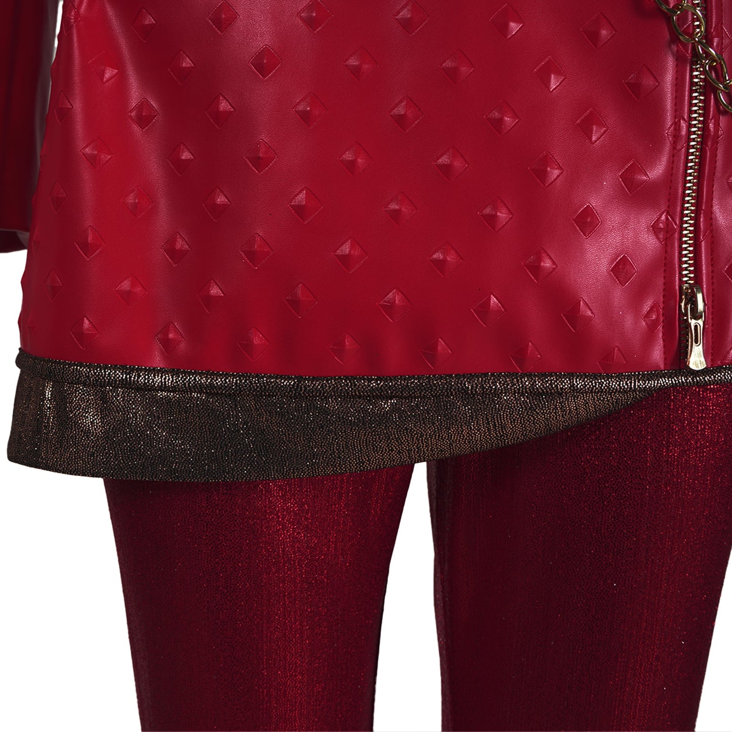 Red Princess Dress Movie 5 PU Leather Jacket Skirt and Pants Full Set for Girls Women Halloween Carnival