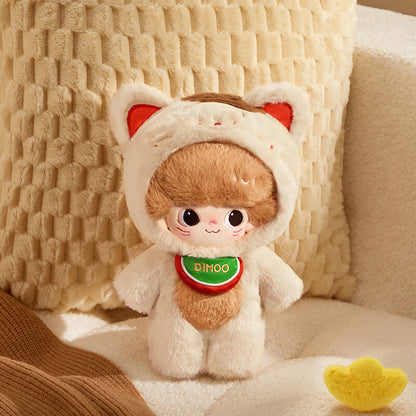 19.7in Dimoo Plush Cute Cotton Doll with Hat Gold Ingot and Bib Soft Collectible Toy