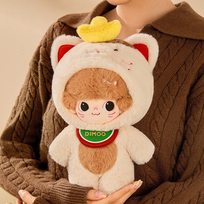 19.7in Dimoo Plush Cute Cotton Doll with Hat Gold Ingot and Bib Soft Collectible Toy
