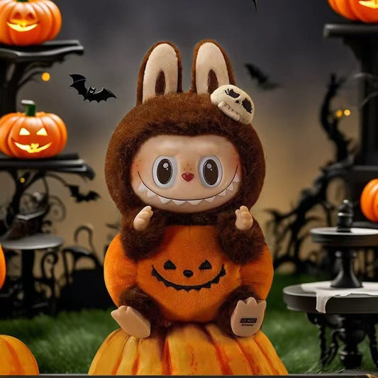 6.7in Labubu Keychain Plush Doll Spooky Monster Staffed Labubu Pumpkin Toy