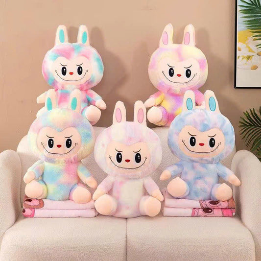 23.6in Plush Labubu with Blanket Set The Monster Soft 2 in1 Doll Foldable Cushion
