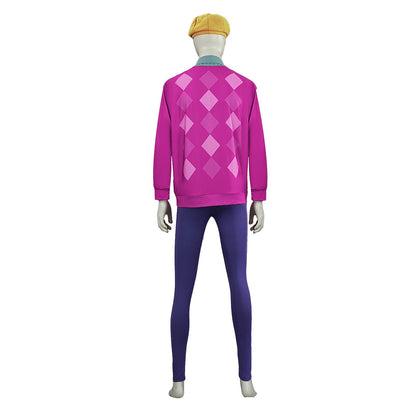 KPop Fashion Stage Performance Outfit Pink Top and Navy Jeans Cosplay Full Set for Boys and Men