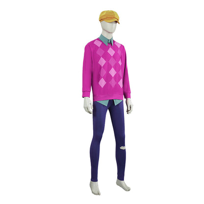 KPop Fashion Stage Performance Outfit Pink Top and Navy Jeans Cosplay Full Set for Boys and Men
