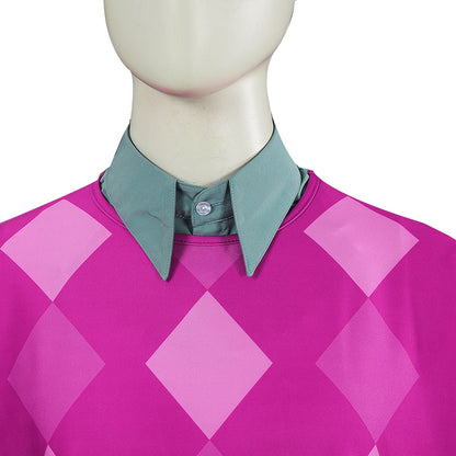 KPop Fashion Stage Performance Outfit Pink Top and Navy Jeans Cosplay Full Set for Boys and Men