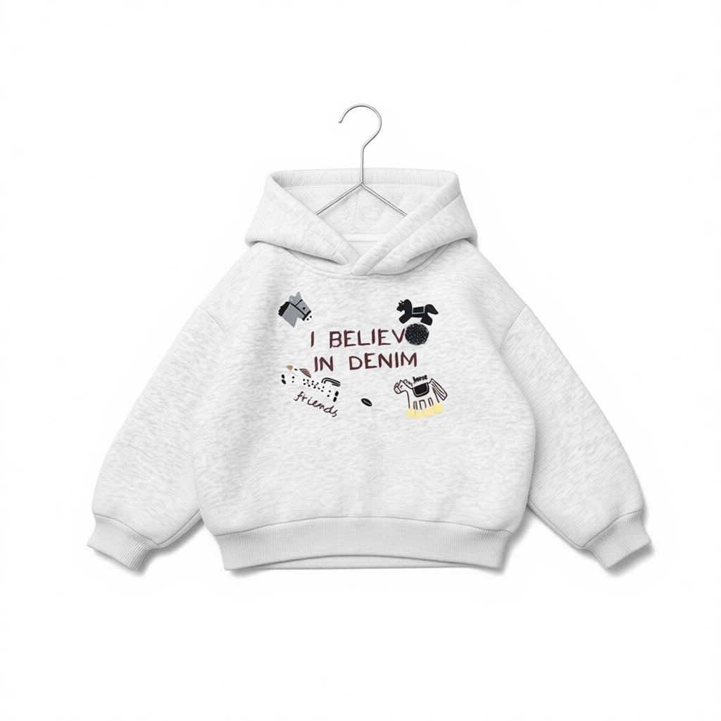 Boys Fleece-Lined Hoodie with Pony Design - Red & Grey Color Options