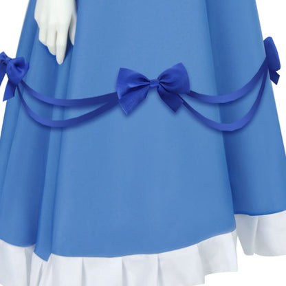 Girls The Incredible Doll Costume Blue Maid Dress with Matching Bow Accessories for Halloween Cosplay Theme Parties