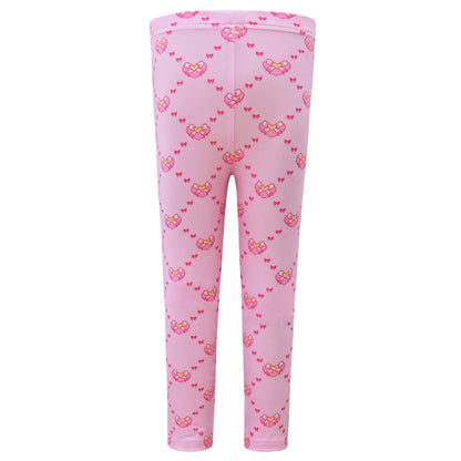 Girls Princess Pink Costume Heart Printed Dress Bag Leggings 3pcs Full Set for Halloween Party 4-12Y