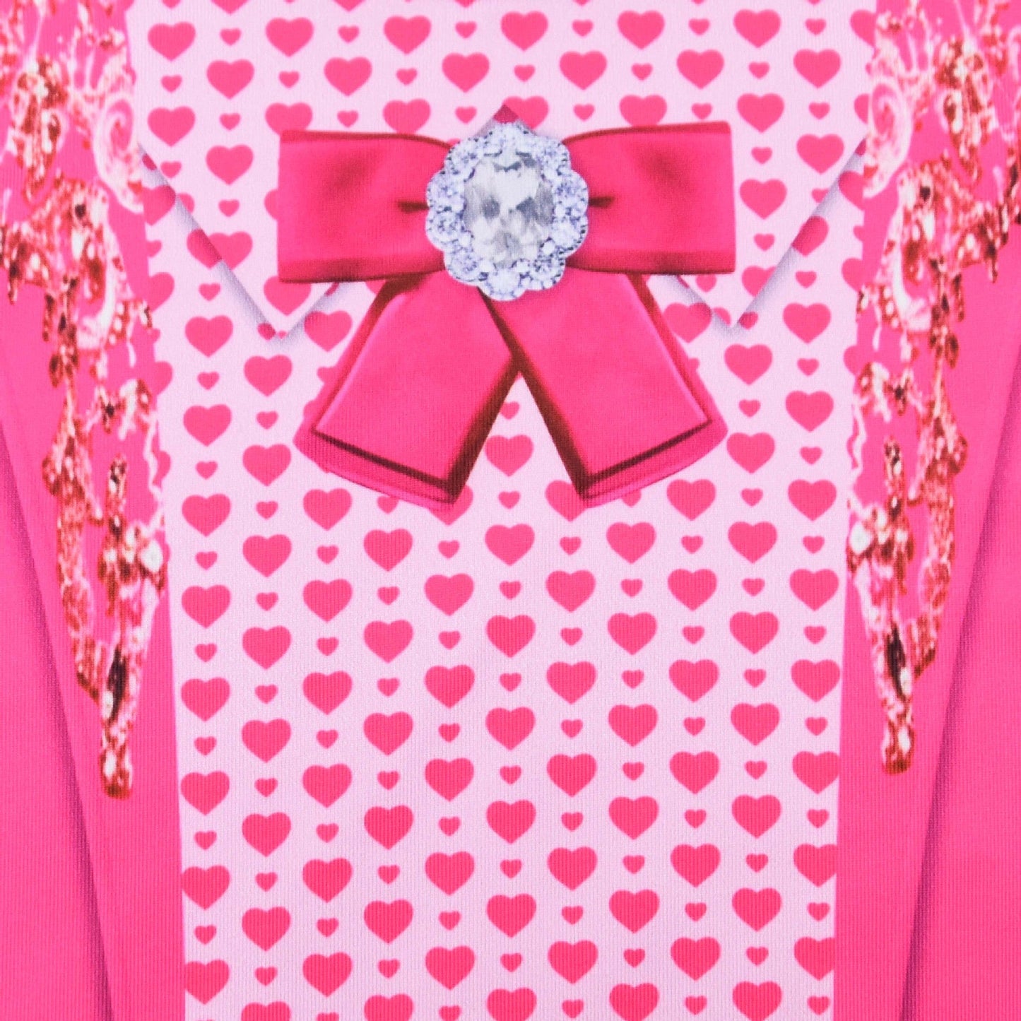 Girls Princess Pink Costume Heart Printed Dress Bag Leggings 3pcs Full Set for Halloween Party 4-12Y