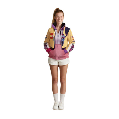 Yellow Pop Star Hoodie Causal Zip-up Sweatshirt for Daily Cosplay Wear