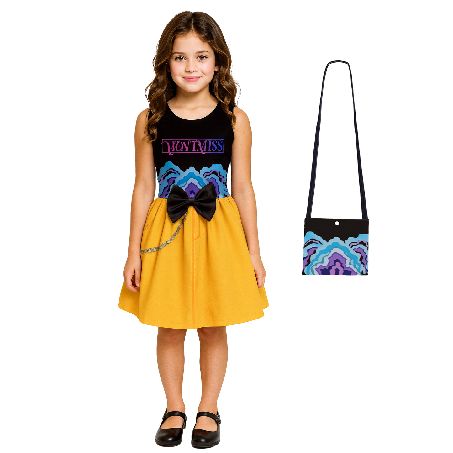 Déguisement d'Halloween pour Filles, Robe de Performance de Pop Star et Sac pour Fête Cosplay