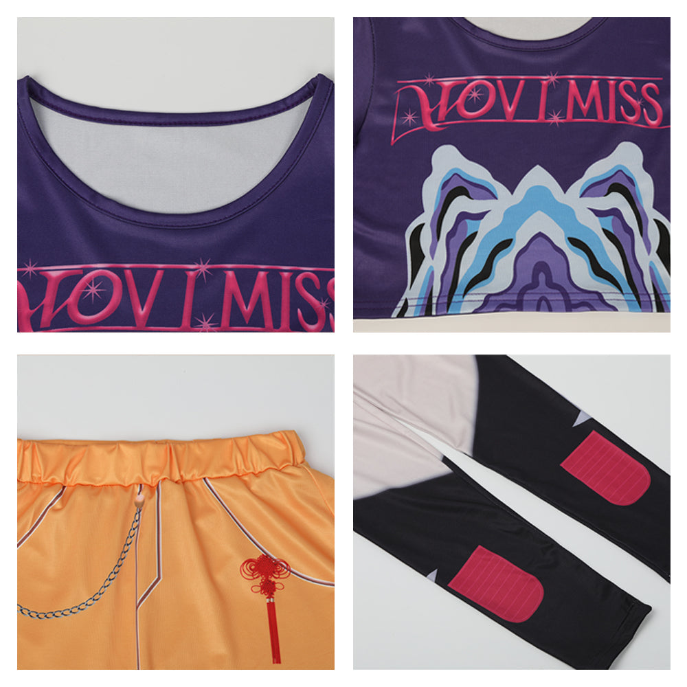 Disfraz de Cosplay de Niña, Camiseta de Pop Star, Leggings, Conjunto de 3 Piezas para Fiesta de Halloween