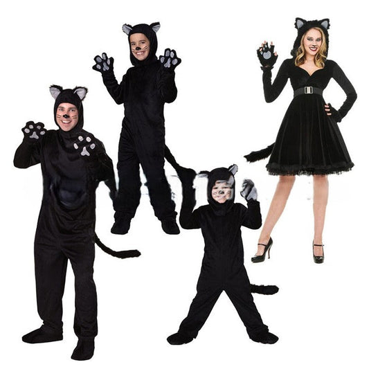 Family Cat Costumes Adult and Kids Black Cat Costume Family Dress Up Suit