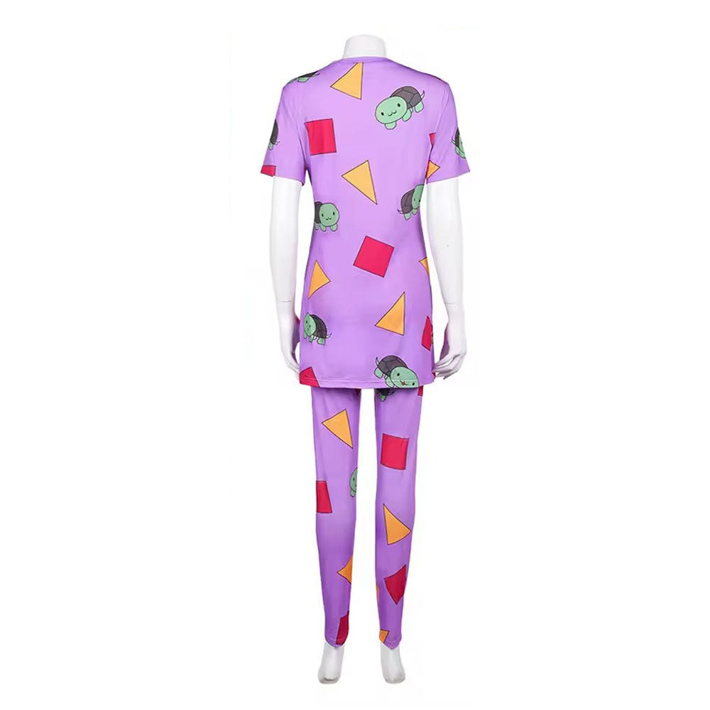 KPop Zoey Pajamas Purple Long Sleeves / Short Sleeves Daily Wear Sleepwears