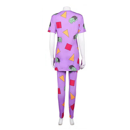 KPop Zoey Pajamas Purple Long Sleeves / Short Sleeves Daily Wear Sleepwears