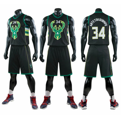 Enfants et Adultes Maillot ANTETOKOUNMPO 34 Uniforme de Basketball Gilet et Short Fantastiques