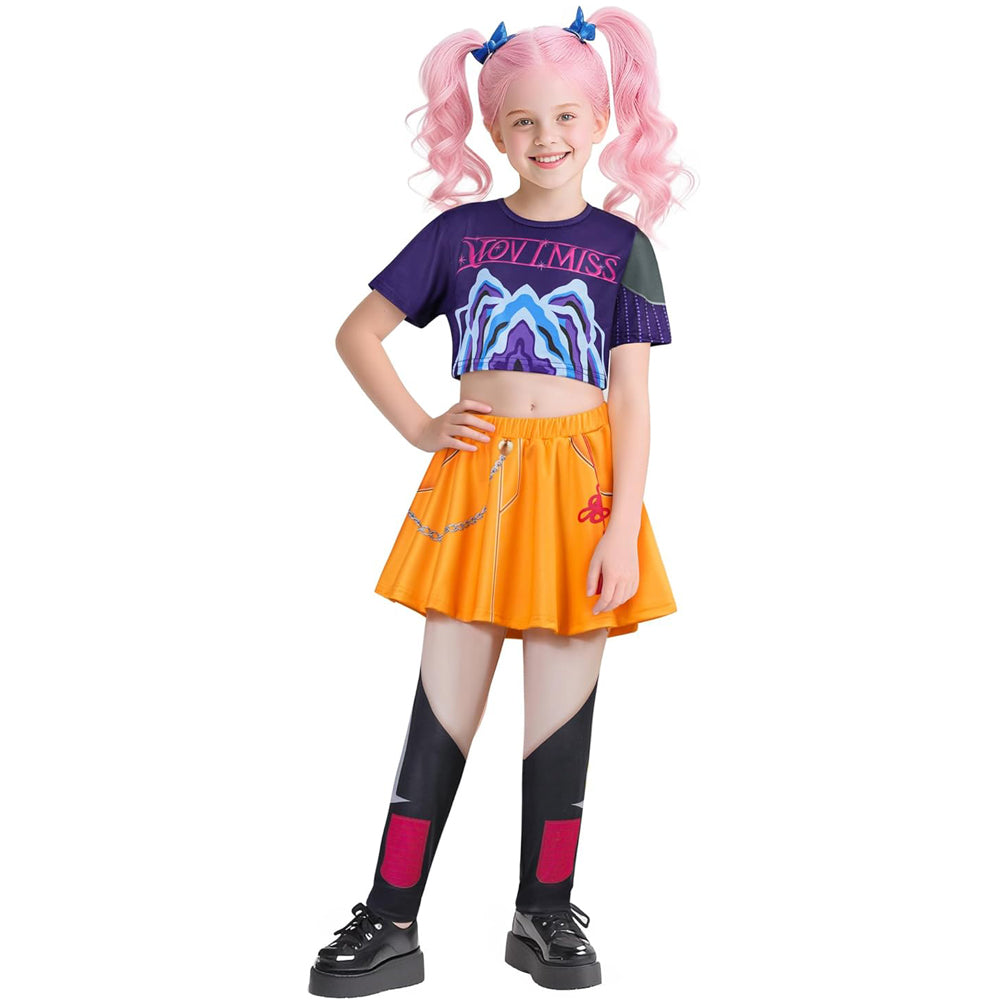 Disfraz de Cosplay de Niña, Camiseta de Pop Star, Leggings, Conjunto de 3 Piezas para Fiesta de Halloween