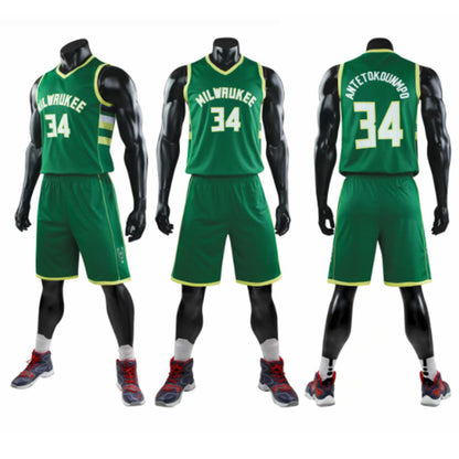 Enfants et Adultes Maillot ANTETOKOUNMPO 34 Uniforme de Basketball Gilet et Short Fantastiques