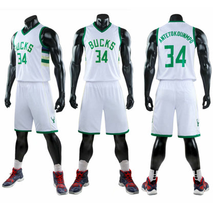 Enfants et Adultes Maillot ANTETOKOUNMPO 34 Uniforme de Basketball Gilet et Short Fantastiques