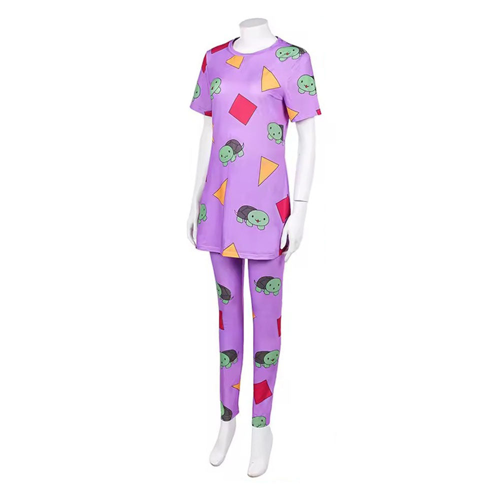 KPop Zoey Pajamas Purple Long Sleeves / Short Sleeves Daily Wear Sleepwears