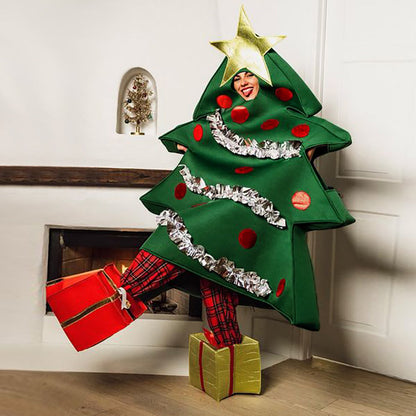 Adult Christmas Tree Costume With Present Shoes Covers Men and Women Funny Christmas Party Outfit