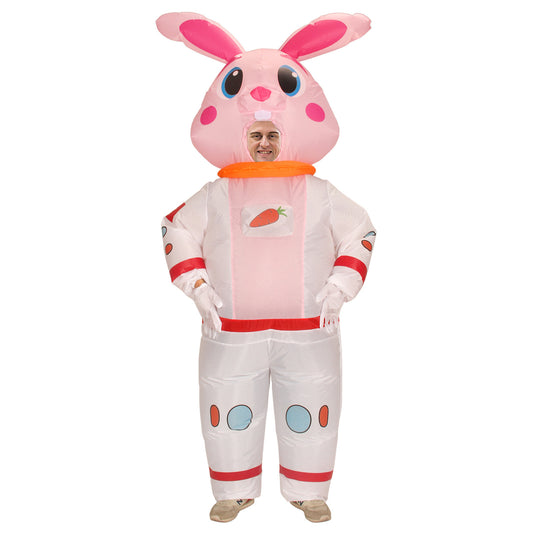 Inflatable Easter Bunny Costume Spaceman Design Air Blow Up Rabbit Costume
