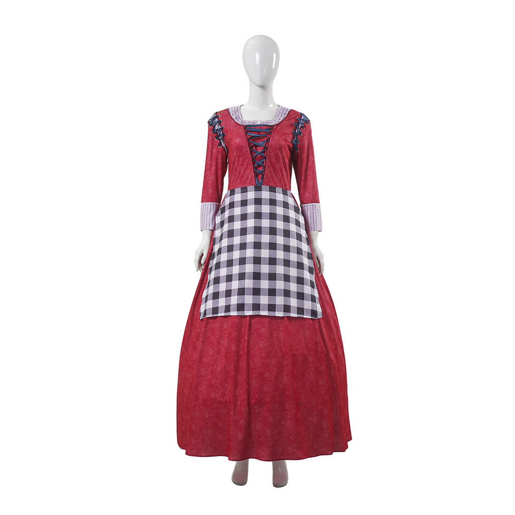 Women Princess Cosplay Maid Costume Red Party Maid Apron Dress