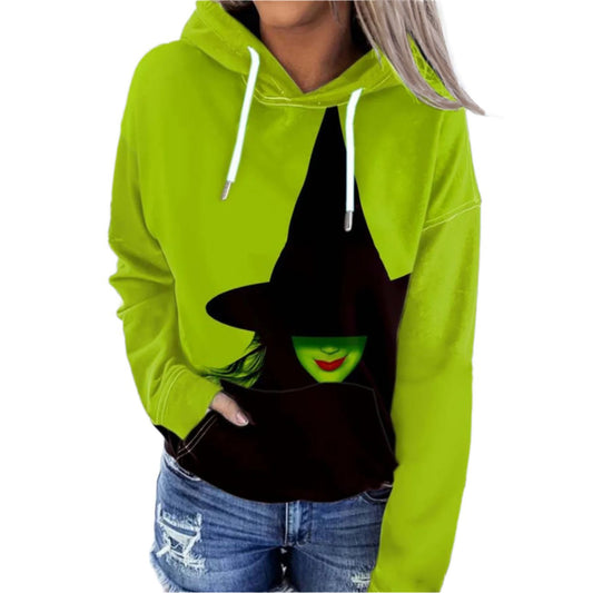 Adult Wicked Elphaba Hoodie Green Good Witch Sweatshirt Hooded Long Sleeve Womens Witch Outfit