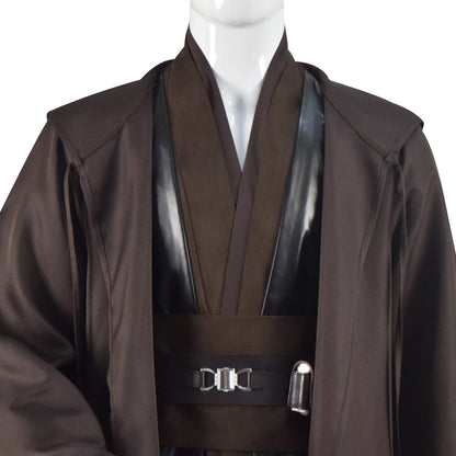 Anakin Skywalker Costume Adult Brown Jedi Hooded Robe Shirt Pants Full Set Outfits