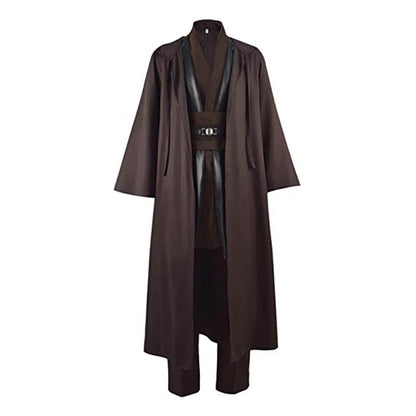 Anakin Skywalker Costume Adult Brown Jedi Hooded Robe Shirt Pants Full Set Outfits
