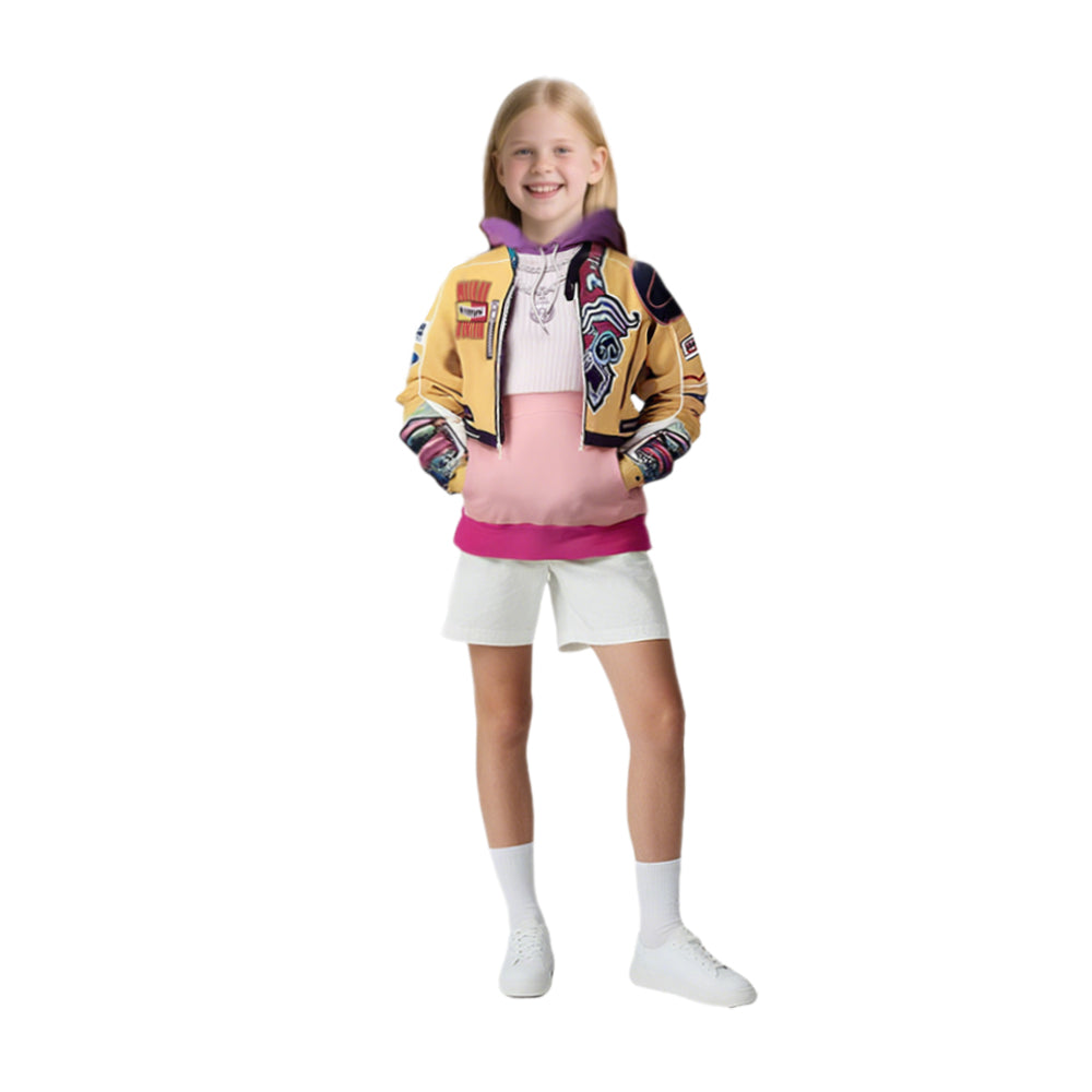 Yellow Pop Star Hoodie Causal Zip-up Sweatshirt for Daily Cosplay Wear