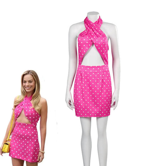 Barbara Movie Margot Robbie Pink Dress Party Carnival Dress Up Outfit