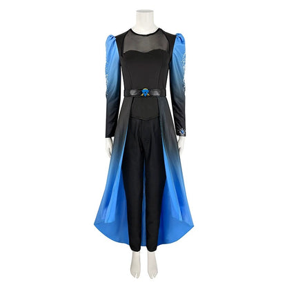 Chloe Descendants Wicked Wonderland Costume Blue Gradient Halloween Cosplay Outfit for Kids and Adult