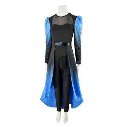 Chloe Descendants Wicked Wonderland Costume Blue Gradient Halloween Cosplay Outfit for Kids and Adult