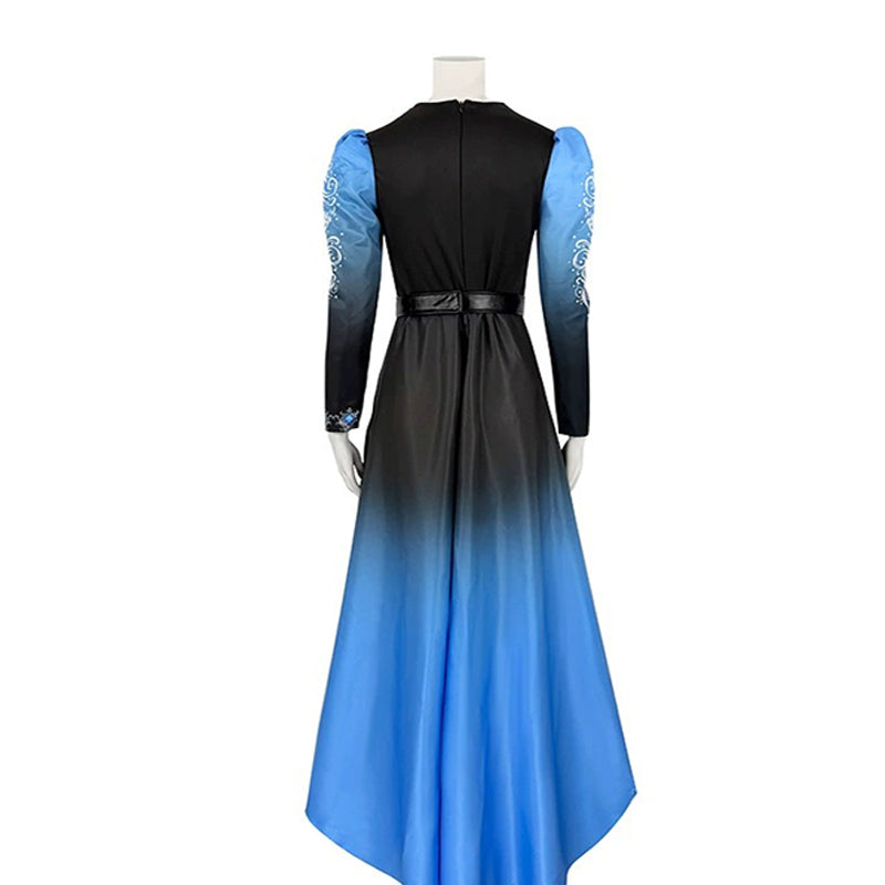 Chloe Descendants Wicked Wonderland Costume Blue Gradient Halloween Cosplay Outfit for Kids and Adult