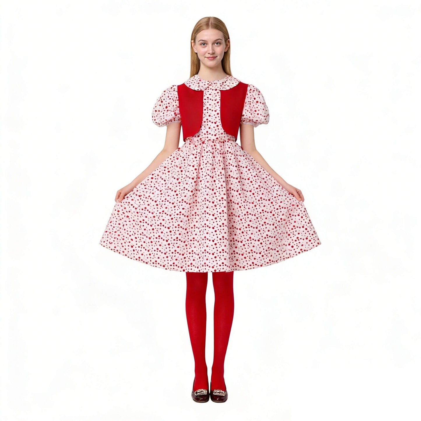 Disfraz de Cindy Lou Who para niñas y adultos, vestido de Cindy, chaleco y accesorios para fiesta de Navidad