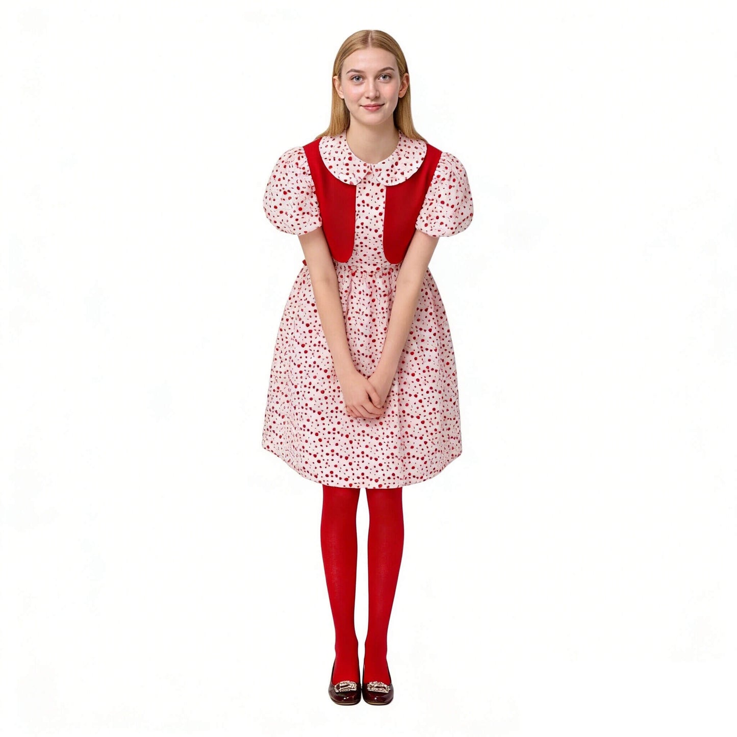Disfraz de Cindy Lou Who para niñas y adultos, vestido de Cindy, chaleco y accesorios para fiesta de Navidad