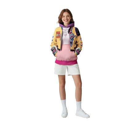 Yellow Pop Star Hoodie Causal Zip-up Sweatshirt for Daily Cosplay Wear