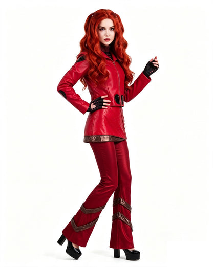 Deluxe Red Wicked Wonderland Costume Leather Jacket Pants and Skirt Full Set for Kids and Adult