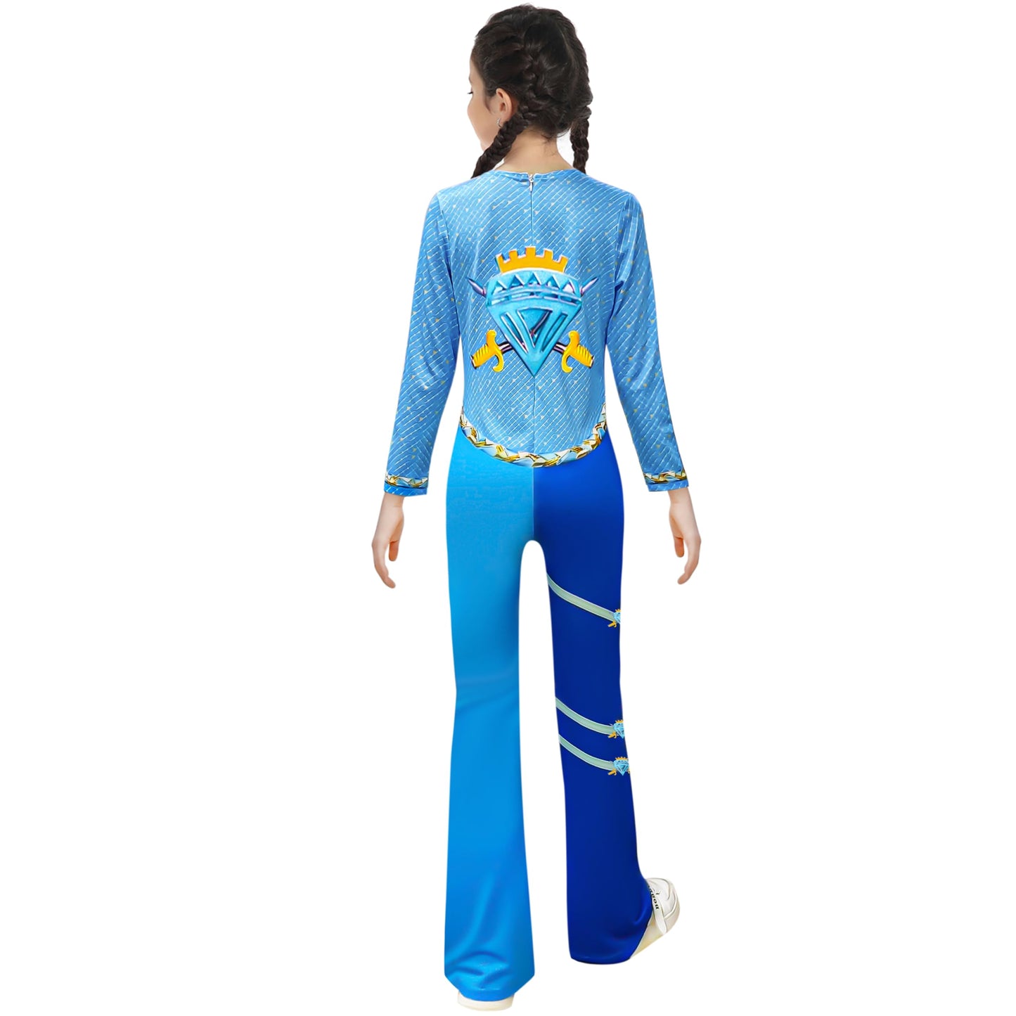 Enfants Chloé Tenue Charmante Chemise Bleue et Pantalon Évasé Costume 2 Pièces pour le Carnaval d'Halloween
