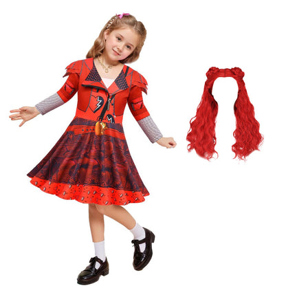 Costume Rouge Fille La Montée du Cosplay Rouge Robe, Pantalon et Gants pour Halloween